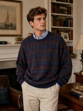Fenzia Large Men's Pullover Sweater Academia Grandpacore Academia 90s